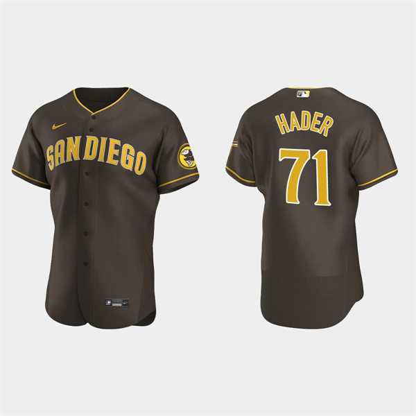 Mens San Diego Padres #71 Josh Hader Brown Road Player FlexBase Jersey Dzhi